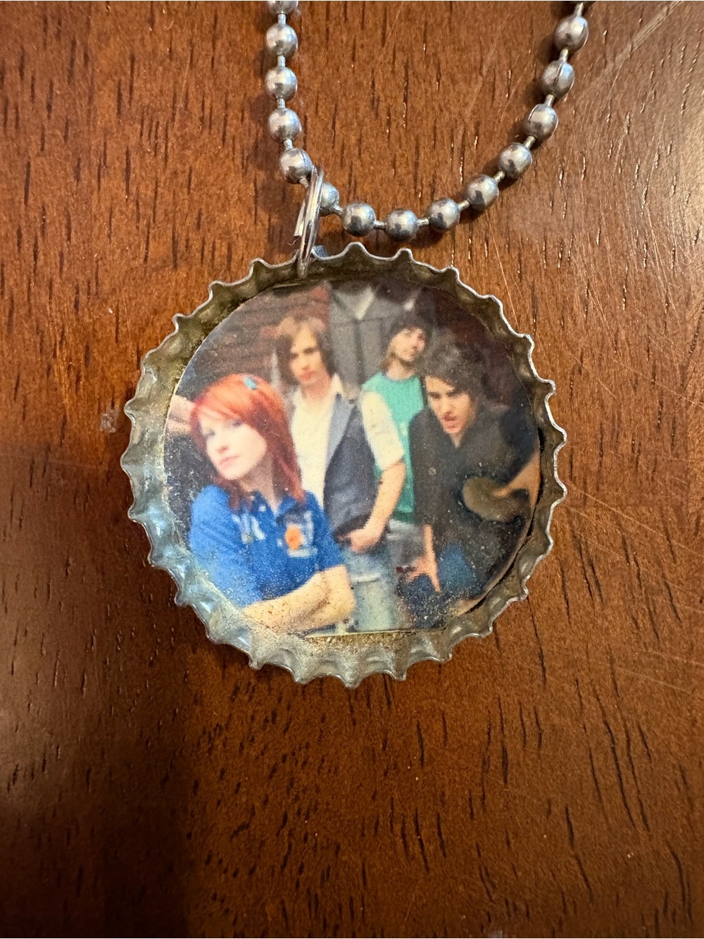 Paramore Silver-Tone Bottle Cap Pendant Necklace with Blue Accents